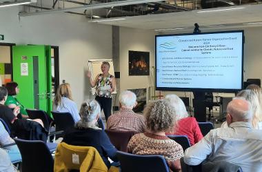 Cllr O’Brien welcoming community groups at the council’s first annual Climate and Nature Partner Organisation event.