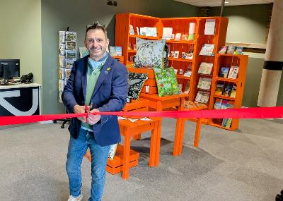 Cllr Johnny Denis opening the new Tourist Information Centre at the Marine Workshops in Newhaven